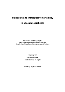 Plant Size and Intraspecific Variability in Vascular Epiphytes