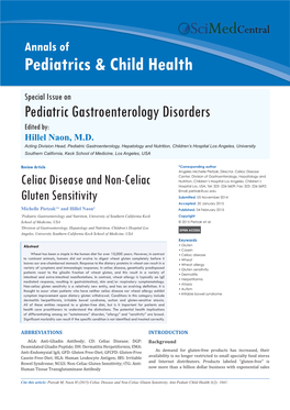 Celiac Disease and Non-Celiac Gluten Sensitivity