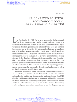 El Contexto Político, Económico Y Social De La Revolución De 1910