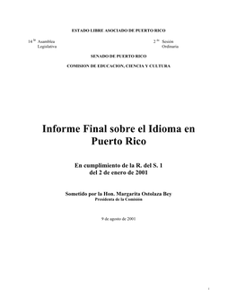 Informe Del Senado De Sobre El Idioma