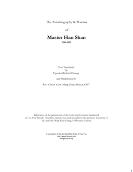 Master Han Shan 1546-1623