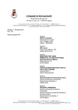 Provincia Di Lecco Via Sacro Cuore, 24 – 23888 Rovagnate