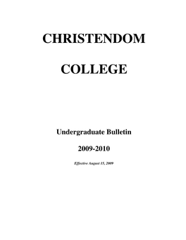 Christendom College: an Overview