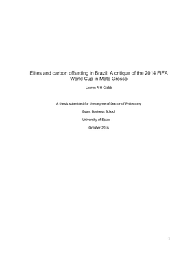 A Critique of the 2014 FIFA World Cup in Mato Grosso