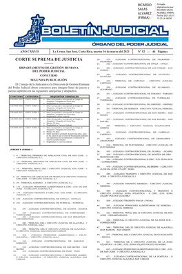 BOLETÍN JUDICIAL N° 52 De La Fecha 16 03 2021