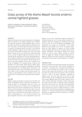 Grass Survey of the Itremo Massif Records Endemic Central Highland Grasses