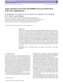 Target Selection for the SUNS and DEBRIS Surveys for Debris Discs in the Solar Neighbourhood