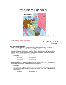 YIZKOR BOOKS at the Library of Congress
