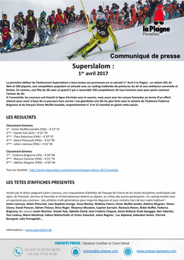 Superslalom : 1Er Avril 2017