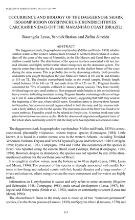 Occurence and Biology of the Daggernose Shark <I