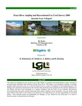 Peace River Angling and Recreational-Use Creel Survey 2008 Interim Year 1 Report