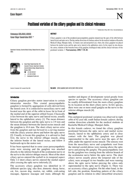 Positional Variation of the Ciliary Ganglion and Its Clinical Relevance