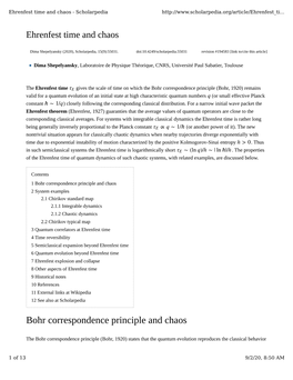 Bohr Correspondence Principle and Chaos