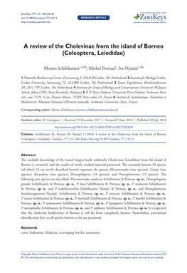 A Review of the Cholevinae from the Island of Borneo (Coleoptera, Leiodidae)