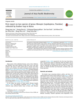 First Report on Two Species of Genus Monopis (Lepidoptera, Tineidae) Collected by Feather Trap in Korea