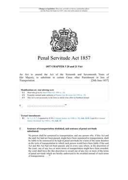 Penal Servitude Act 1857