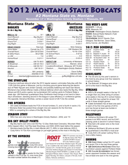 Cats Vs. Griz Notes