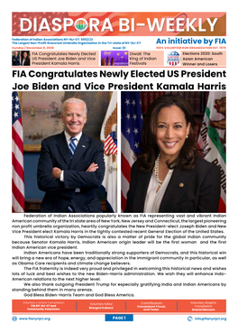 FIA Congratulates Newly Elected US President Joe Biden and Vice President Kamala Harris