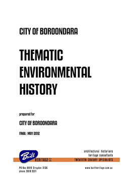 Boroondara Thematic Environmental History 2012