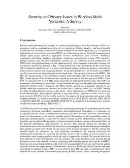 Security and Privacy Issues in Wireless Mesh Networks: a Survey