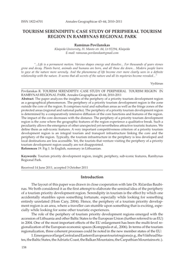 Tourism Serendipity: Case Study of Peripheral Tourism Region in Rambynas Regional Park