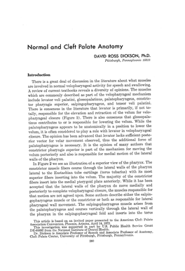 Normal and Cleft Palate Anatomy DAVID ROSS DICKSON, Ph.D