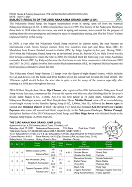 Subject: Results of the 23Rd Nakayama Grand Jump (J-G1)