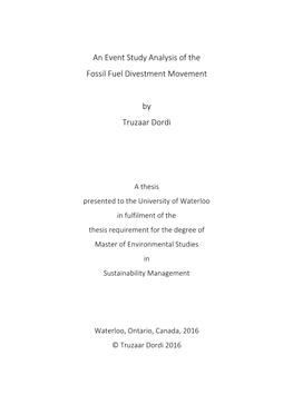 An Event Study Analysis of the Fossil Fuel Divestment Movement By