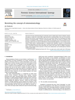 Revisiting the Concept of Entomotoxicology