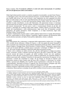 Con Il Movimento Arbitrale Ai Vertici Del Calcio Internazionale. Il Contributo Dell’AIA All’Affermazione Della Scuola Italiana