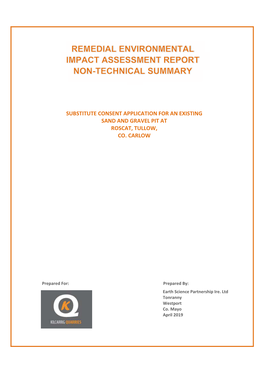 Substitute Consent Application for an Existing Sand and Gravel Pit at Roscat, Tullow, Co. Carlow