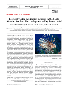 Perspectives for the Lionfish Invasion in the South Atlantic: Are Brazilian Reefs Protected by the Currents?