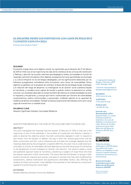 El Desastre Desde Los Individuos: Los Casos De Pelluhue Y Constitucion En Chile