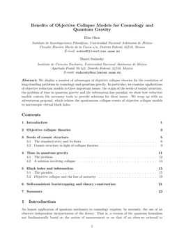 Benefits of Objective Collapse Models for Cosmology and Quantum Gravity Contents 1 Introduction