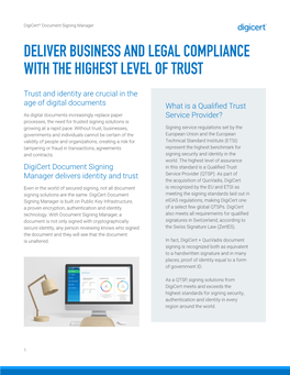 Digicert® Document Signing Manager Datasheet
