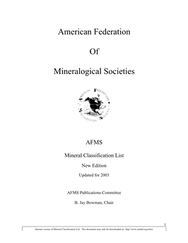 AFMS Mineral List 2003