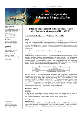 Effect of Impoundment on Fish Abundance and Distribution In