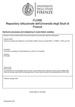 Harmonic Processes and Metaphony in Some Italian Varietiesi