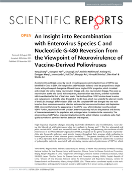 An Insight Into Recombination with Enterovirus Species C And