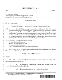 House Bill 911 First Reader