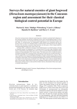Surveys for Natural Enemies of Giant Hogweed (Heracleum Mantegazzianum)