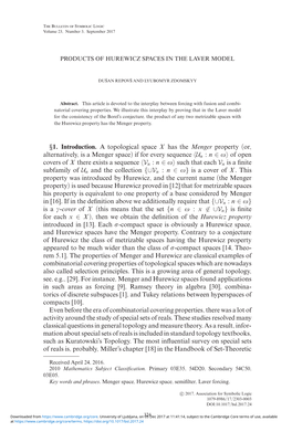 §1. Introduction. a Topological Space X Has the Menger Property (Or