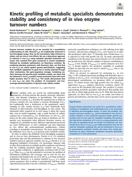 Enzyme Turnover Numbers