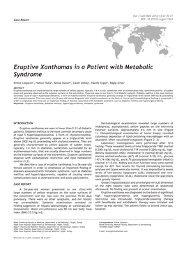 Eruptive Xanthomas in a Patient with Metabolic Syndrome