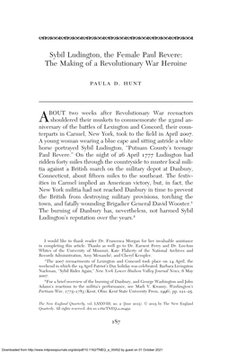 Sybil Ludington, the Female Paul Revere: the Making of a Revolutionary War Heroine