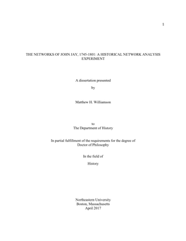 The Networks of John Jay, 1745-1801: a Historical Network Analysis Experiment