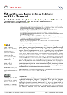 Malignant Sinonasal Tumors: Update on Histological and Clinical Management