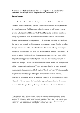 Whiteness and the Redefinition of Race and Subjecthood in Jamaica in the Context of an Enlarged British Empire After the Seven Years' War