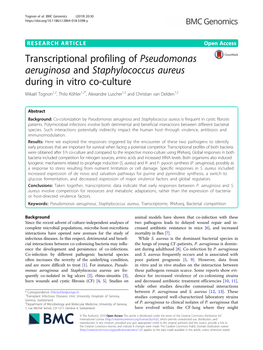 Transcriptional Profiling of Pseudomonas Aeruginosa And