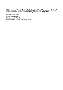 'A Luminous Constellation Pointing the Way? the Connectivity of Rioplatense & US Union and State-Formation, 1815-1820.'